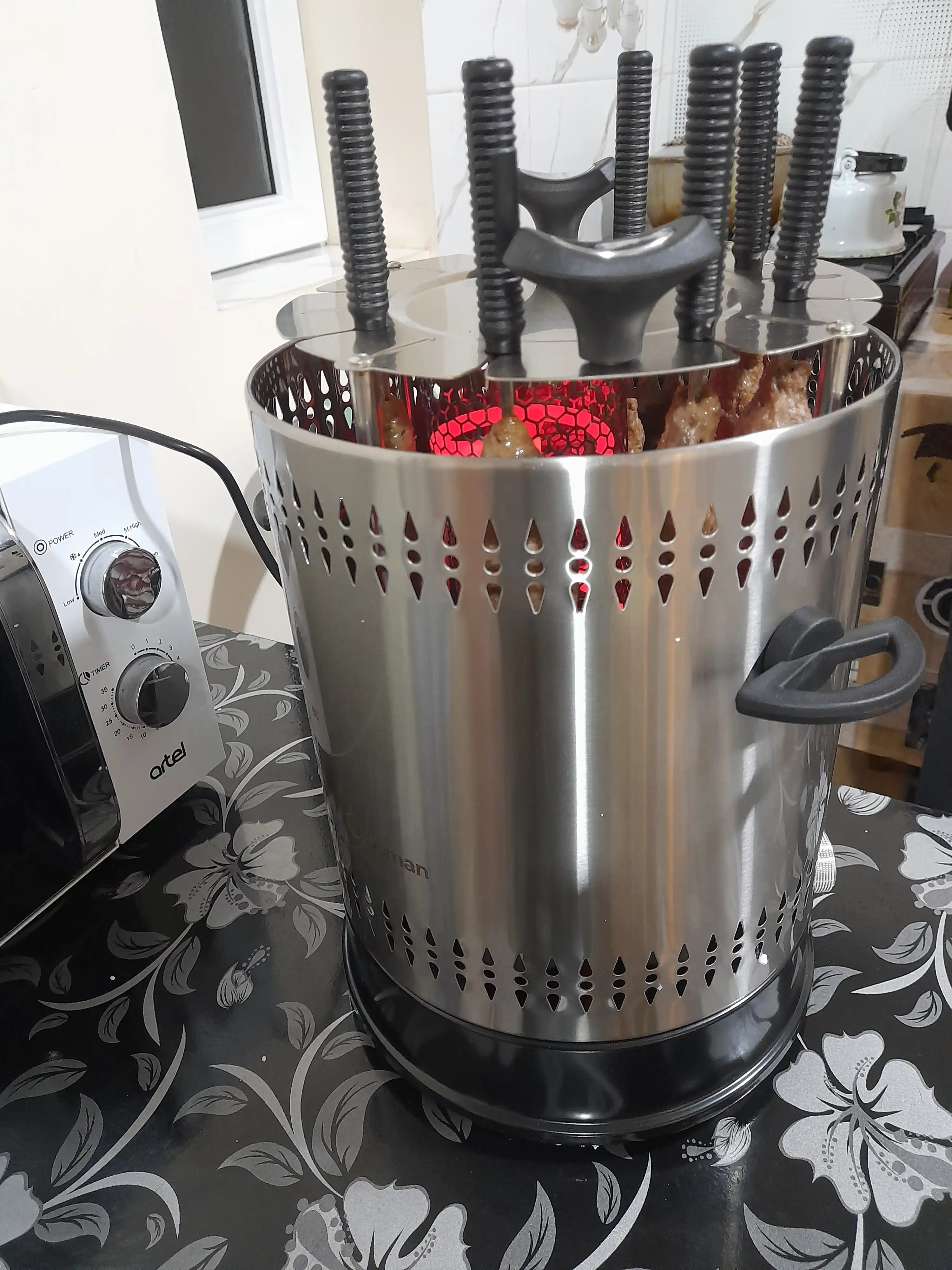 Elektr shashlik-barbekyu pishirgich 10 six-8  bilan, zanglamaydigan po‘lat korpus
