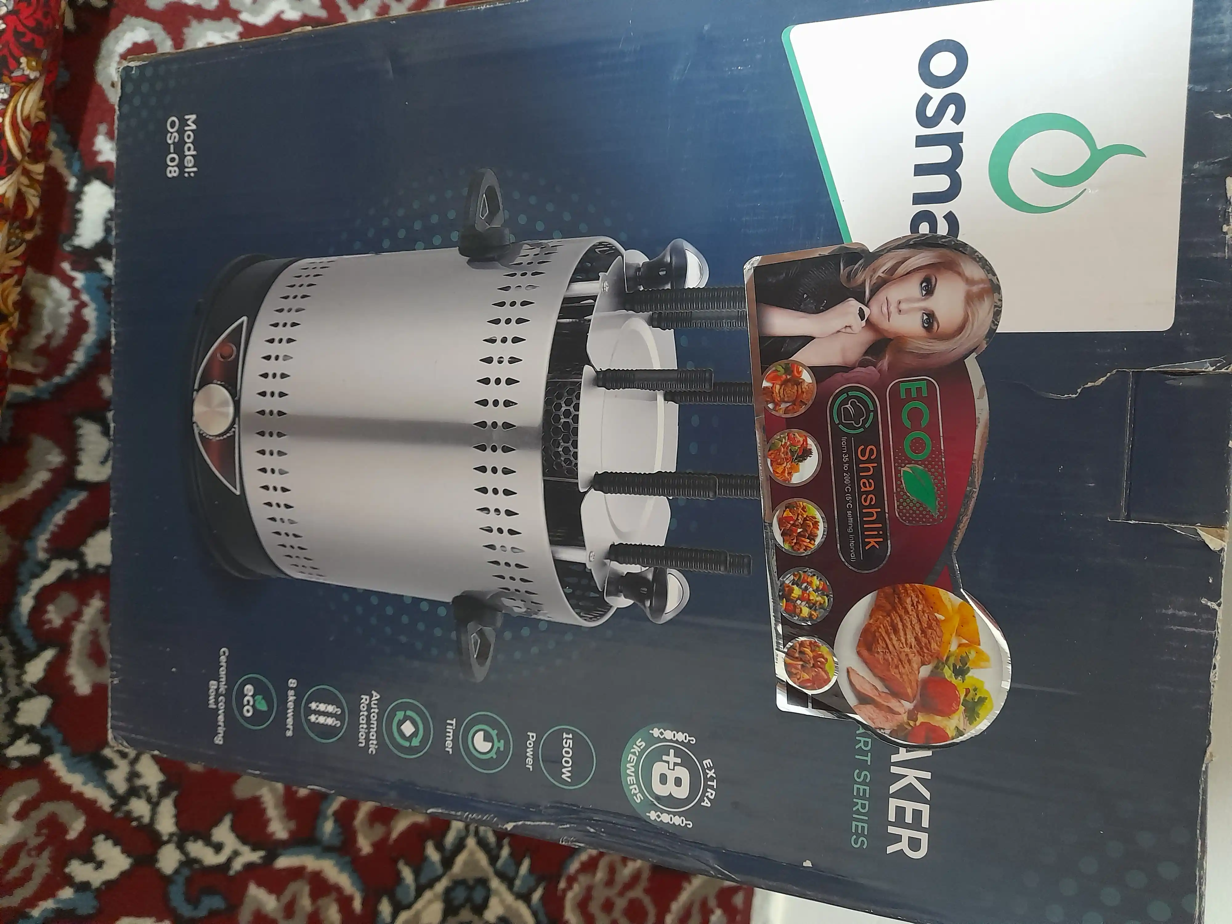 Elektr shashlik-barbekyu pishirgich 10 six-8  bilan, zanglamaydigan po‘lat korpus