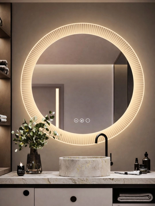 Зеркало круглое LED для ванной с белой подсветкой 80x80