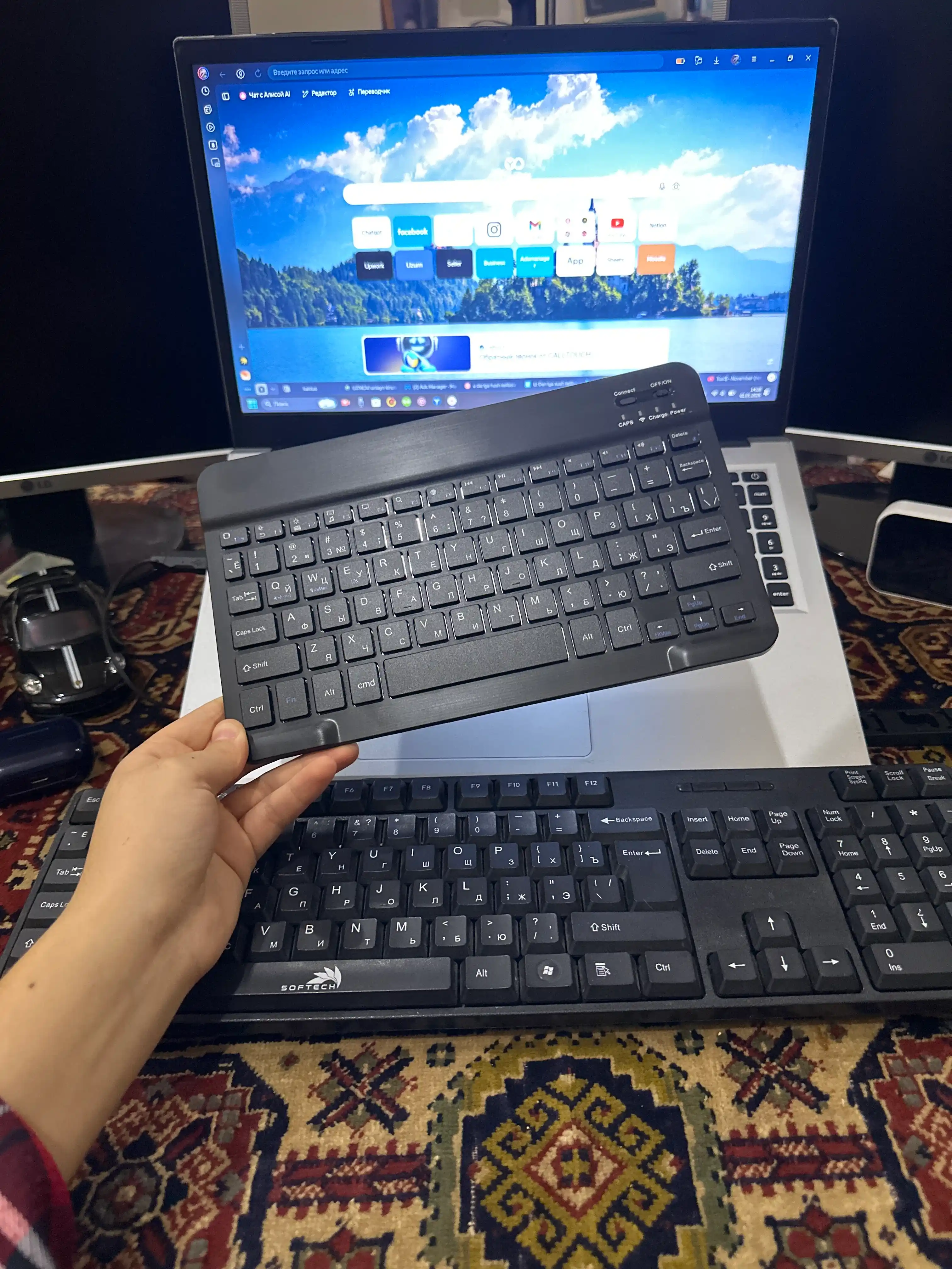 Kompyuter, planshet va telefon uchun simsiz Bluetooth klaviatura va sichqoncha, Ultra Slim