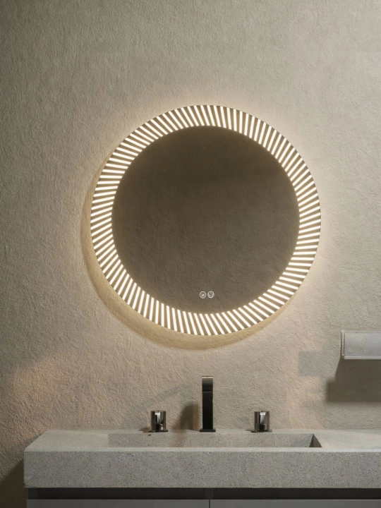 Круглое LED зеркало для ванной с белой подсветкой 80x80 - 