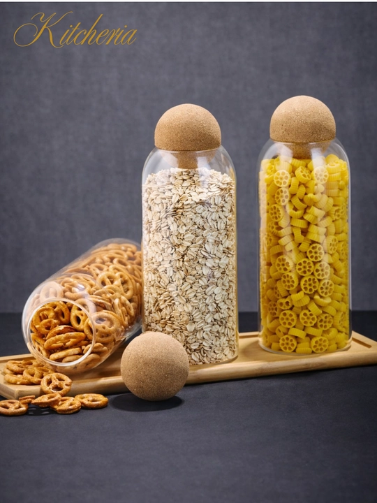 Набор контейнеров, боросиликатное стекло, для сыпучих продуктов, 3шт