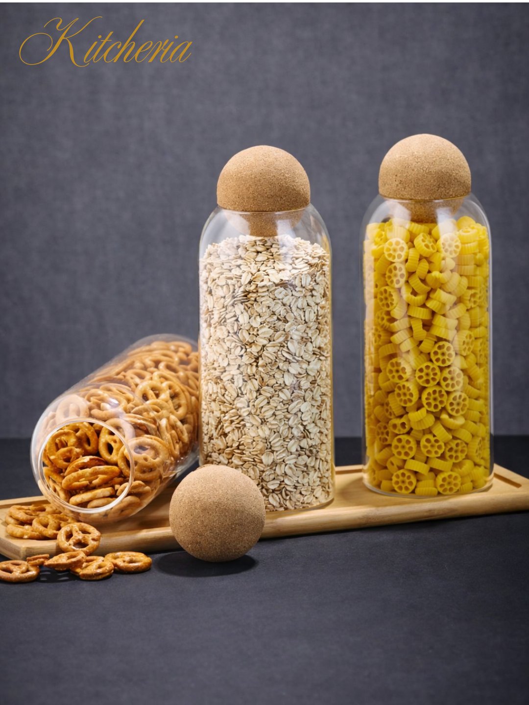 Набор контейнеров, боросиликатное стекло, для сыпучих продуктов, 3шт