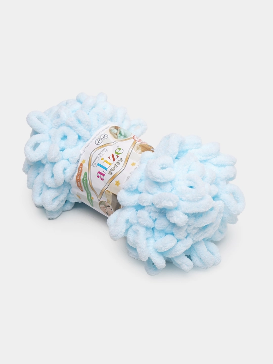 Toquv ipi alize puffy - 100 g, 9 m, 100% polyester qadoqda 1 dona