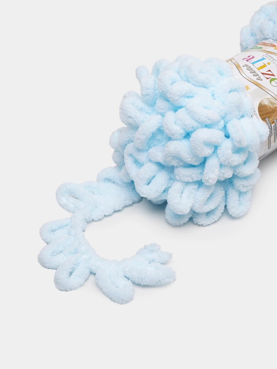 Toquv ipi alize puffy - 100 g, 9 m, 100% polyester qadoqda 1 dona