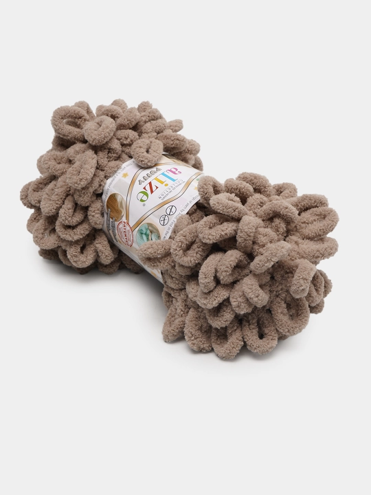 Toquv ipi alize puffy - 100 g, 9 m, 100% polyester qadoqda 1 dona