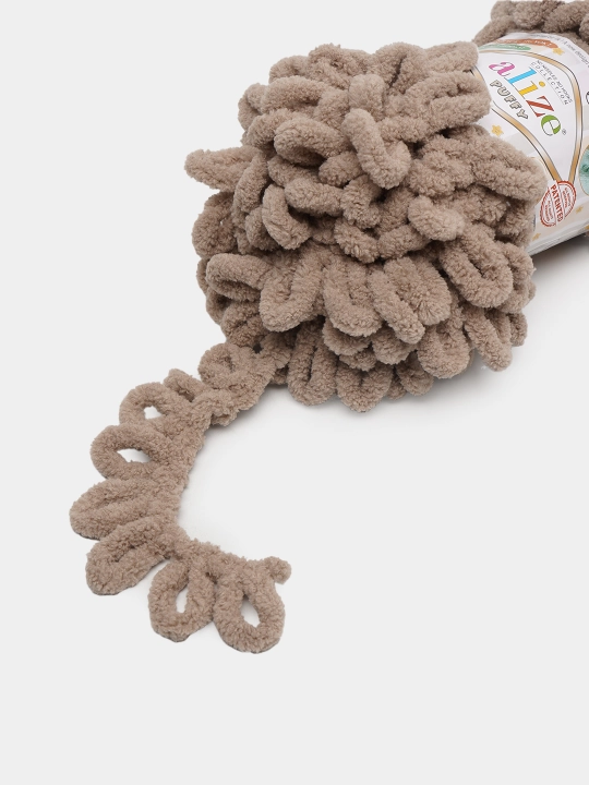 Toquv ipi alize puffy - 100 g, 9 m, 100% polyester qadoqda 1 dona