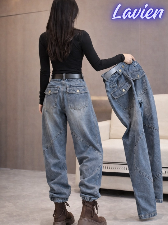 Женские джинсы багги oversize широкие прямые, стильные свободные джинсы в уличном стиле 