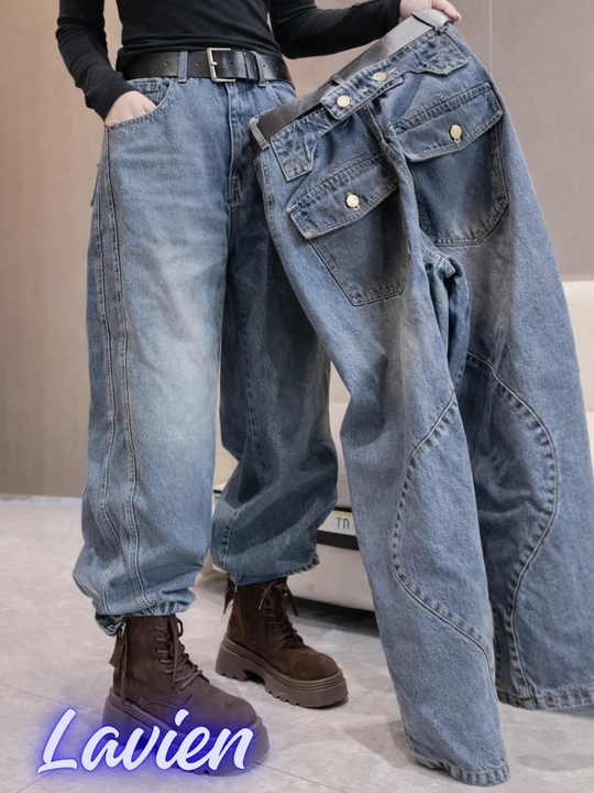 Женские джинсы багги oversize широкие прямые, стильные свободные джинсы в уличном стиле 