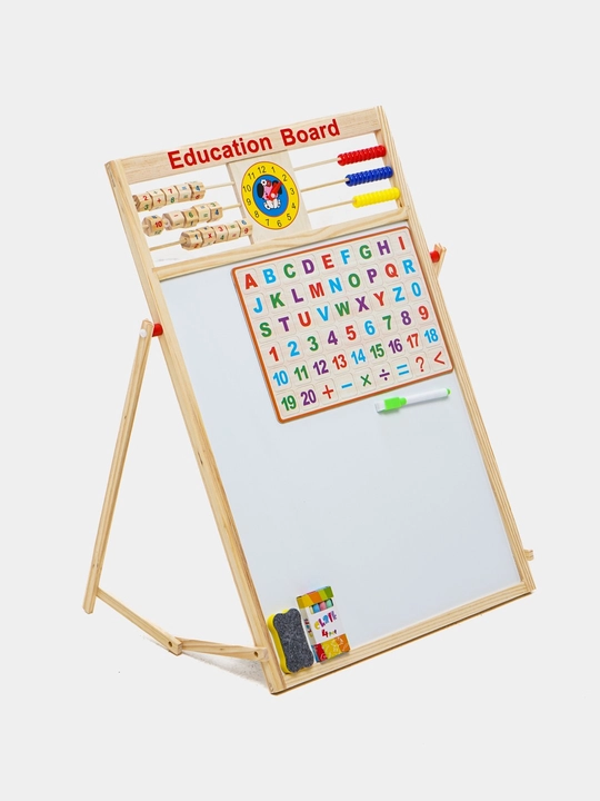 Bo'r va marker bilan chizish uchun magnit doska NikaKids, ikki tomonlama, bolalar uchun