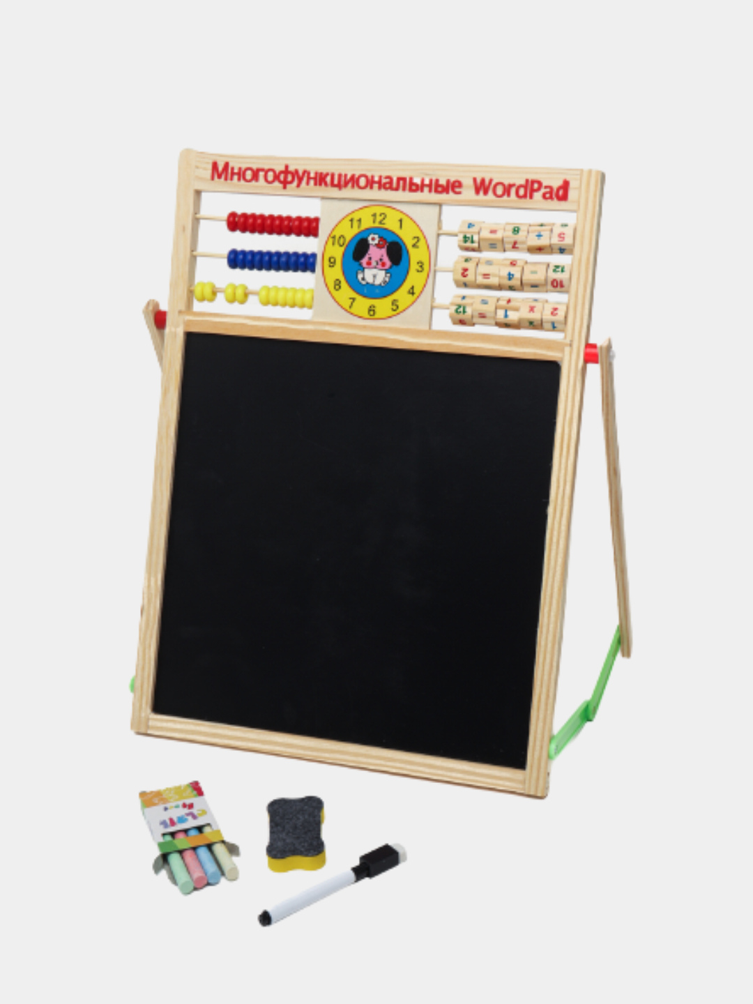 Bo'r va marker bilan chizish uchun magnit doska NikaKids, ikki tomonlama, bolalar uchun