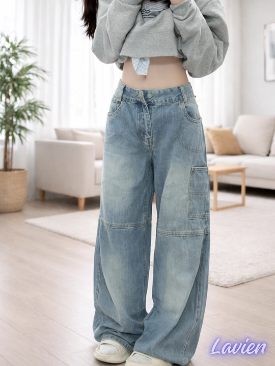 Женские джинсы багги oversize широкие прямые, стильные свободные джинсы в уличном стиле 