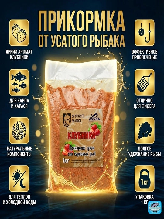 Прикормка для ловли рыбы От Усатого Рыбака