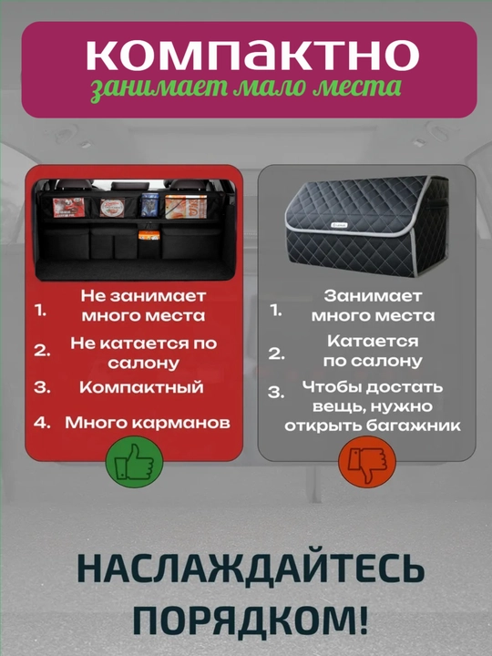 Органайзер в багажник, сумка для хранения в багажнике автомобиля, 2 размера