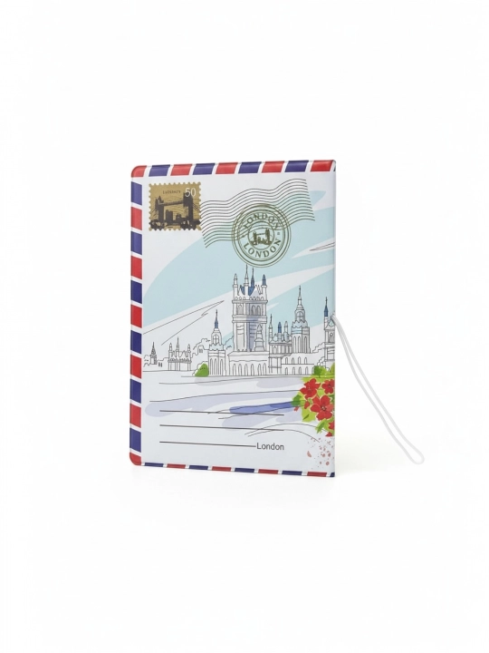 Xalqaro passport g'ilogi, chexol 3D Effekti bilan, New-York, Parij  va London