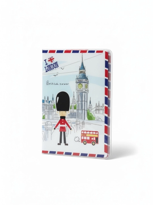 Xalqaro passport g'ilogi, chexol 3D Effekti bilan, New-York, Parij  va London