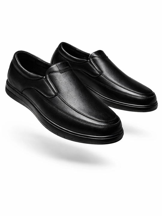 Erkaklar makasini (slip-on) — eko-koja, bahor–kuz, sirpanmas rezina, 38–43