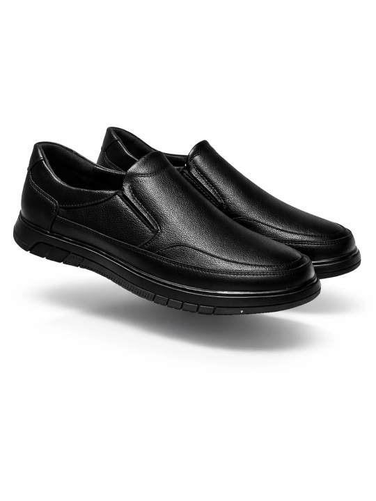 Erkaklar makasini (slip-on) — eko-koja, bahor–kuz, sirpanmas rezina, 38–43