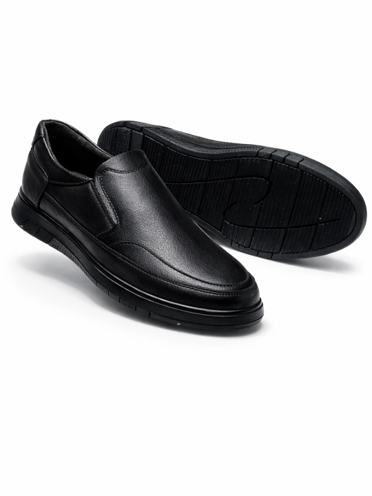 Erkaklar makasini (slip-on) — eko-koja, bahor–kuz, sirpanmas rezina, 38–43