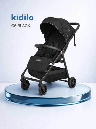 Детская коляска kidilo C6 (0-22 кг), легкая и складная коляска — BABY01-C6KIDILO-ЧЕРН-C6