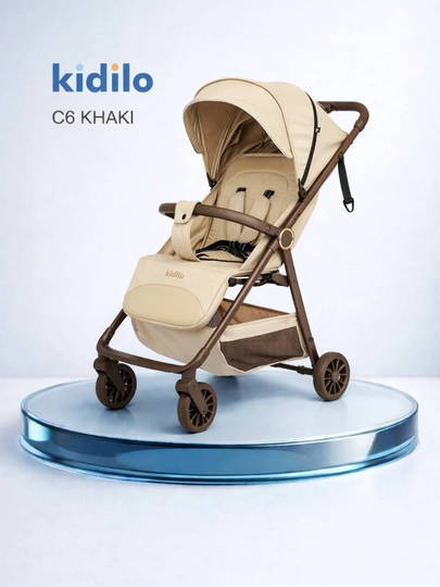 Детская коляска kidilo C6 (0-22 кг), легкая и складная коляска — BABY01-C6KIDILO-ХАКИ-C6