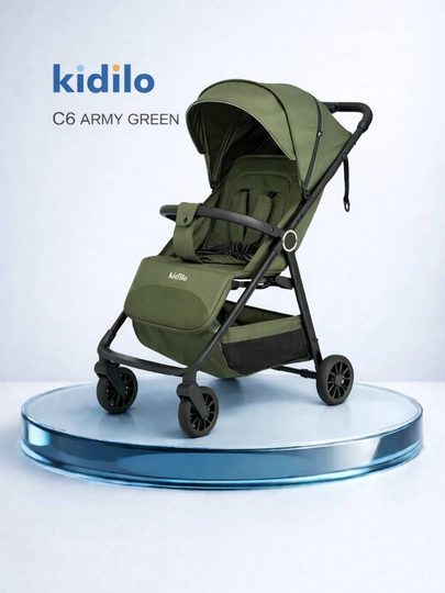 Детская коляска kidilo C6 (0-22 кг), легкая и складная коляска — BABY01-C6KIDILO-ТЕМНЗЕЛ-C6