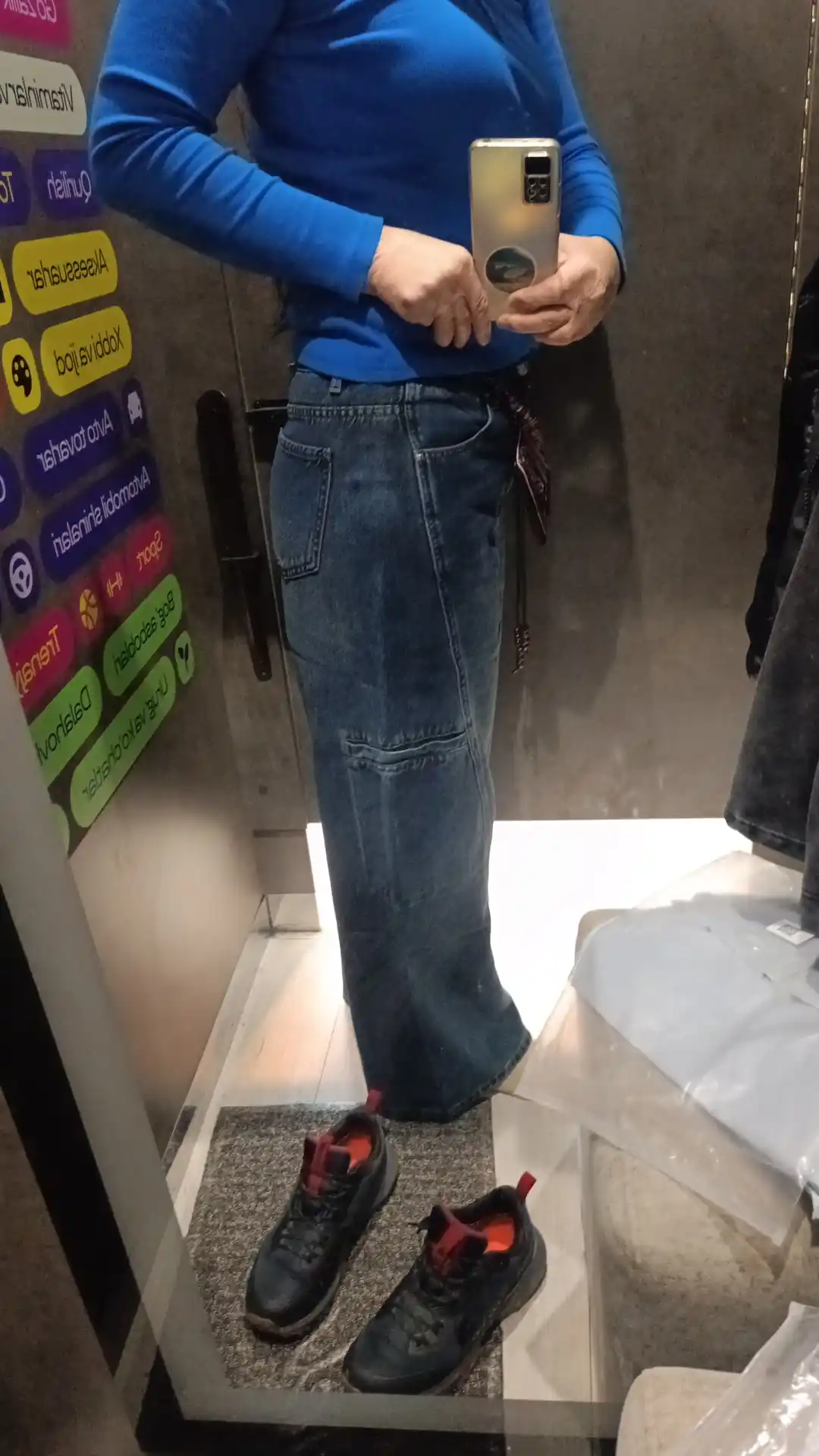 Ayollar uchun keng jensi shimlari, koreys uslubi - oversize, baggi, baland bel