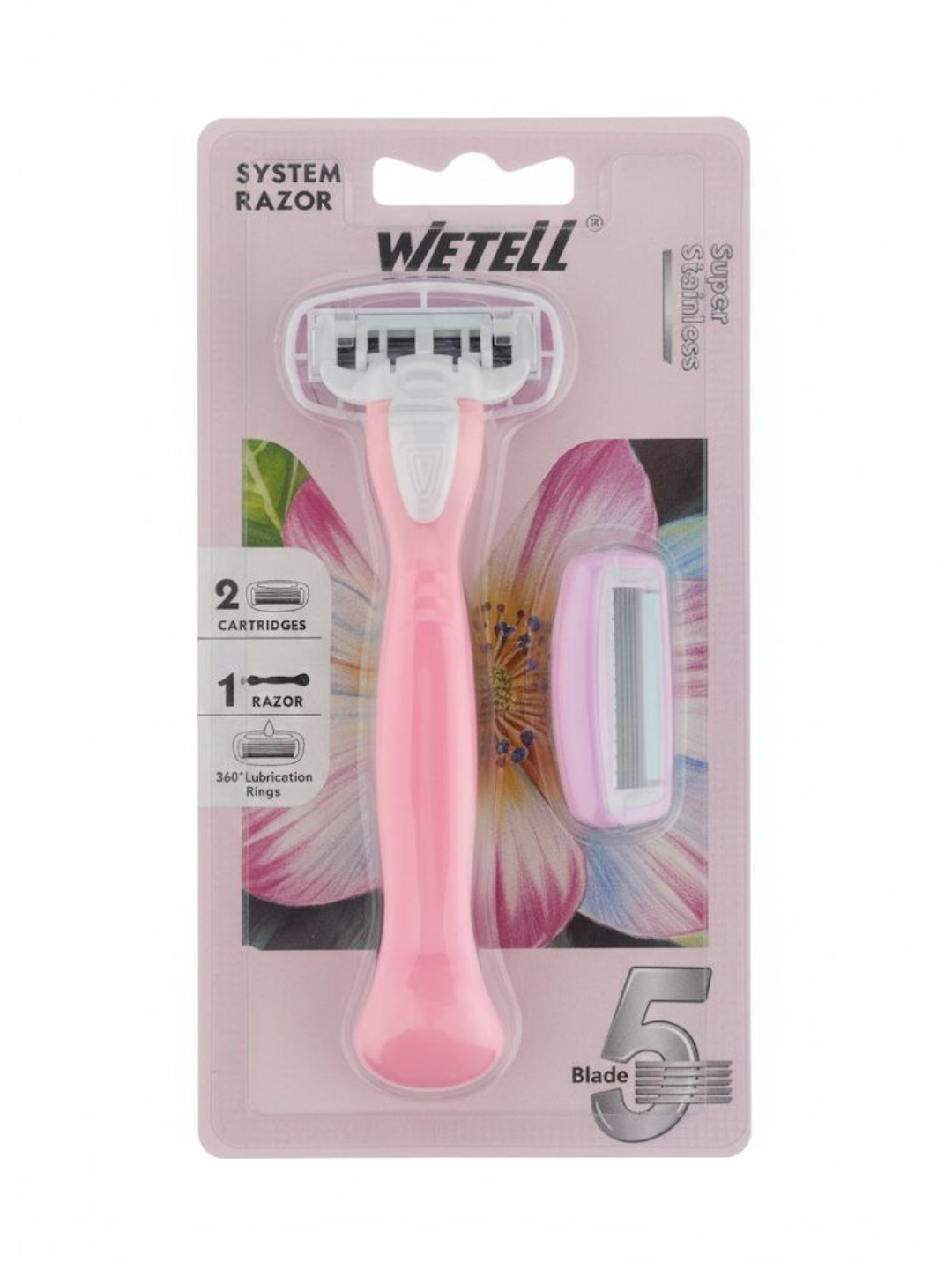 WETELL System Razor ayollar uchun ustara, 5 pichoqli + 2 kasseta