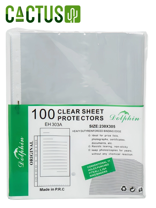 A4 perforatsiyali fayl 100 varaq, papkalar-qog'oz fayllari, A4 Dolphin pustishka 100micron - 