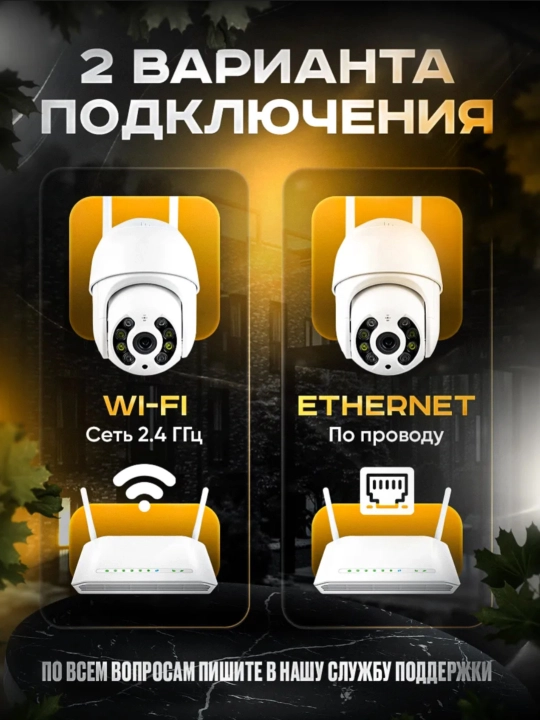 Wi-Fi камера видеонаблюдения с ночным видением, поворотом 360, датчиком движения