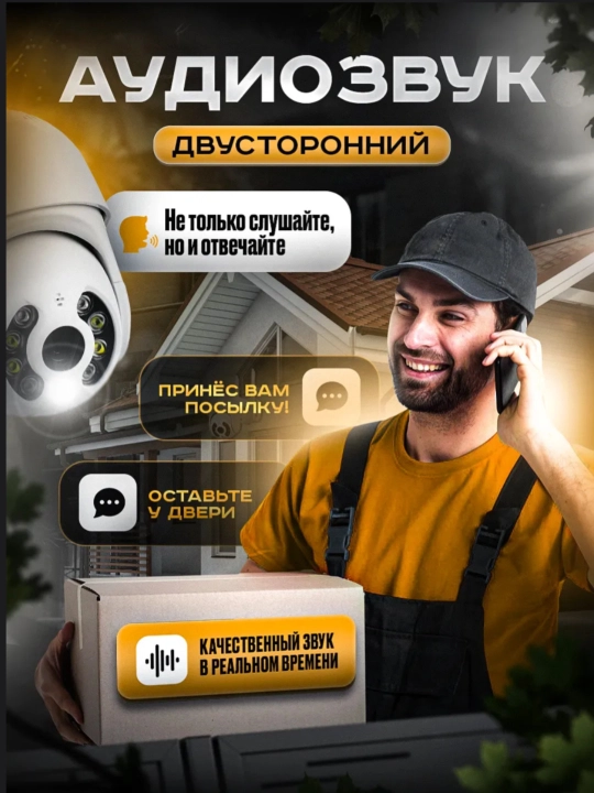 Wi-Fi камера видеонаблюдения с ночным видением, поворотом 360, датчиком движения