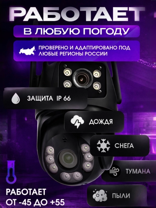 Wi-Fi камера видеонаблюдения с ночным видением, поворотом 360, датчиком движения