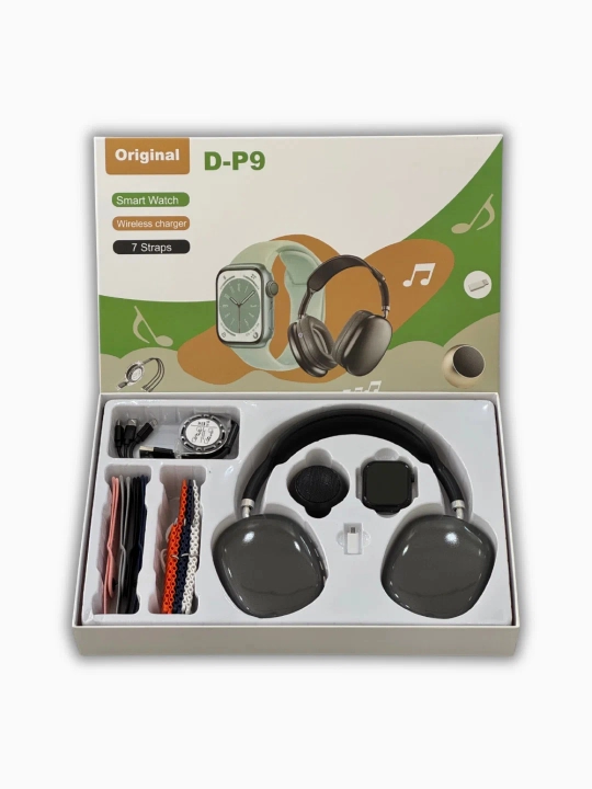 Smart soat D-P9 + simsiz quloqchinlar to‘plami 7 ta remeshok, wireless zaryadlovchi - 