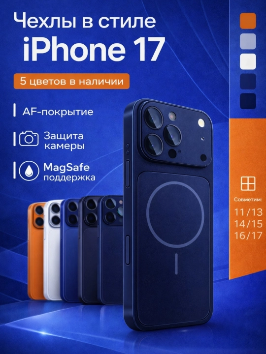 Чехлы в стиле iPhone 17 с поддержкой MagSafe для iPhone 11,13, 14, 15, 16, 17 Pro,Pro Max