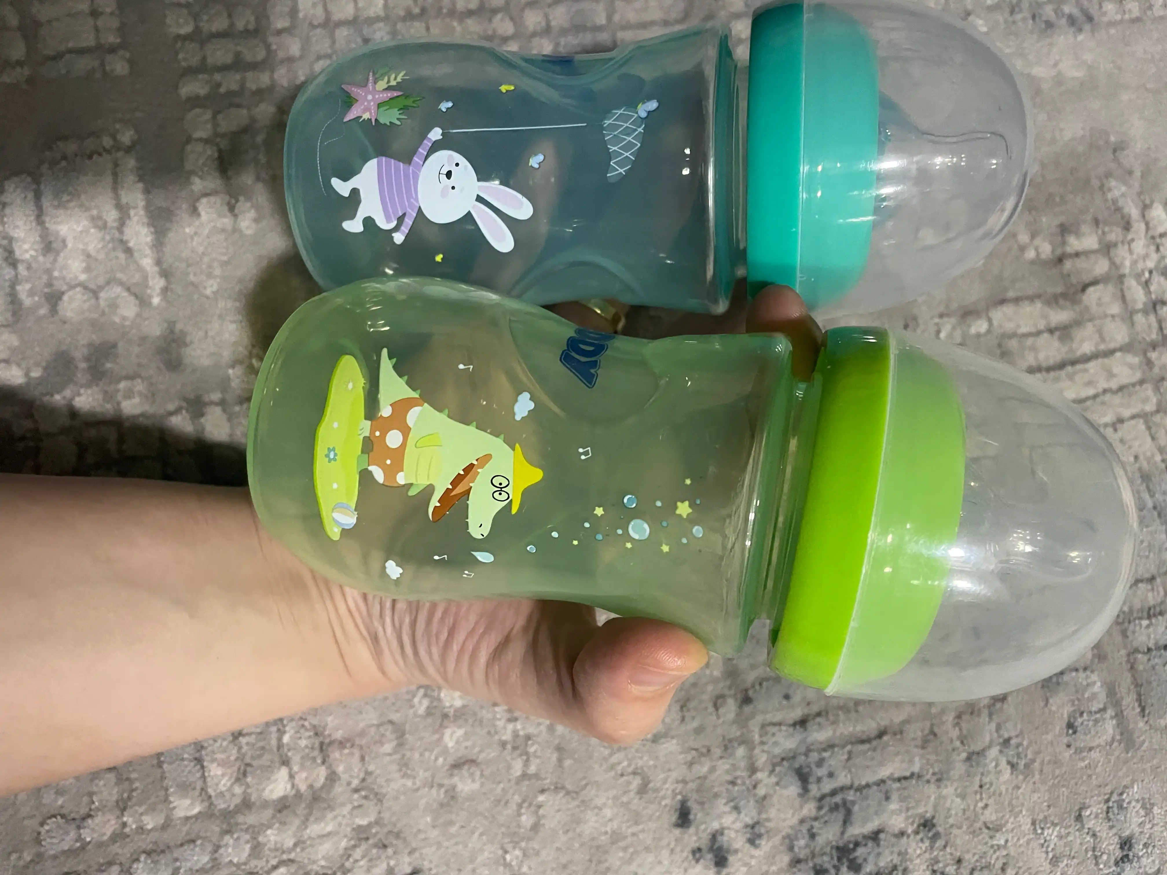 Kasha uchun bolalar butilkasi Teddy, to‘kilmaydi, ruchkali, 60, 125, 260, 330 ml