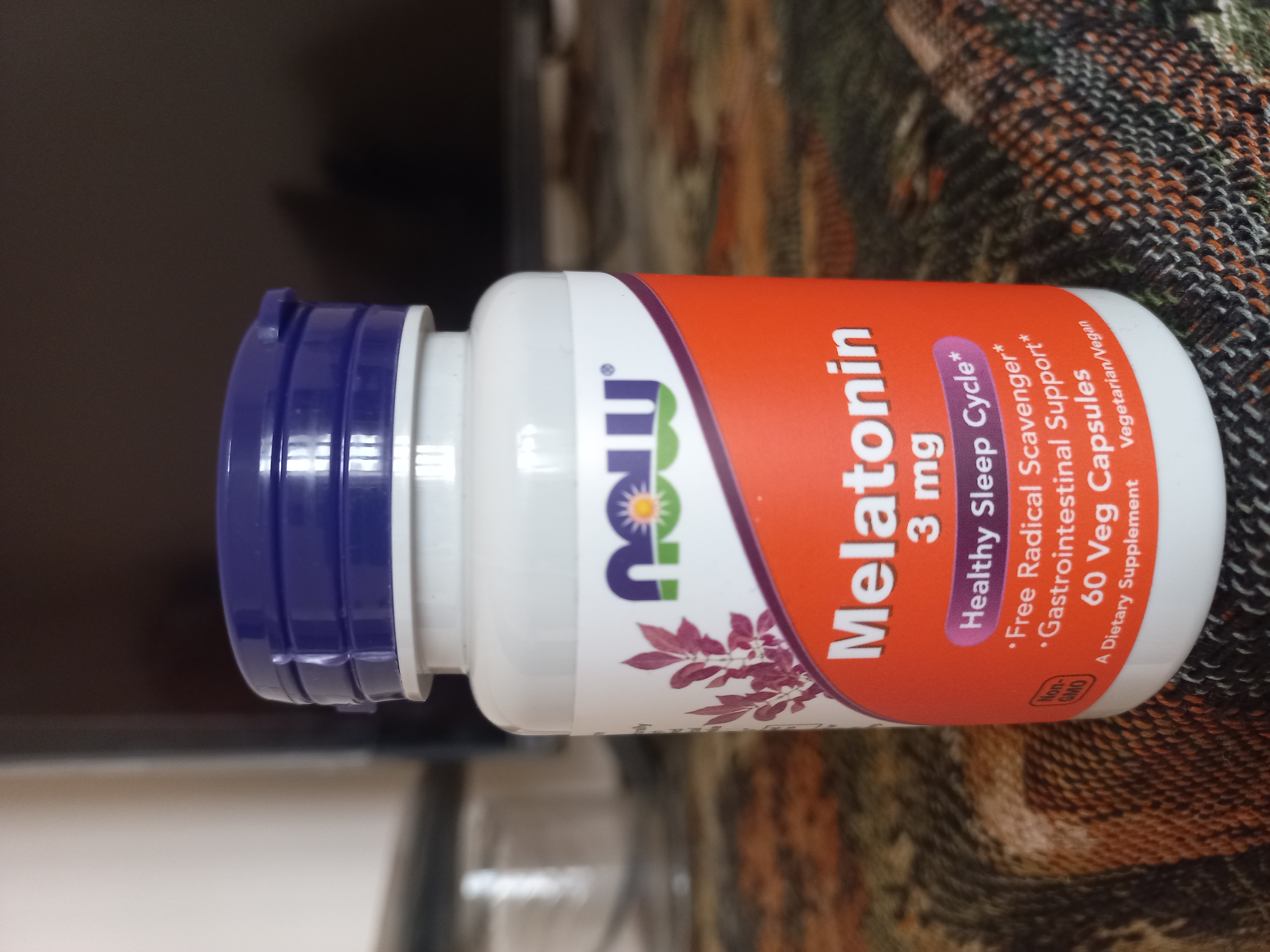 Мелатонин NOW Supplements, цикл здорового сна, 3 мг, 60 капсул, Халяль