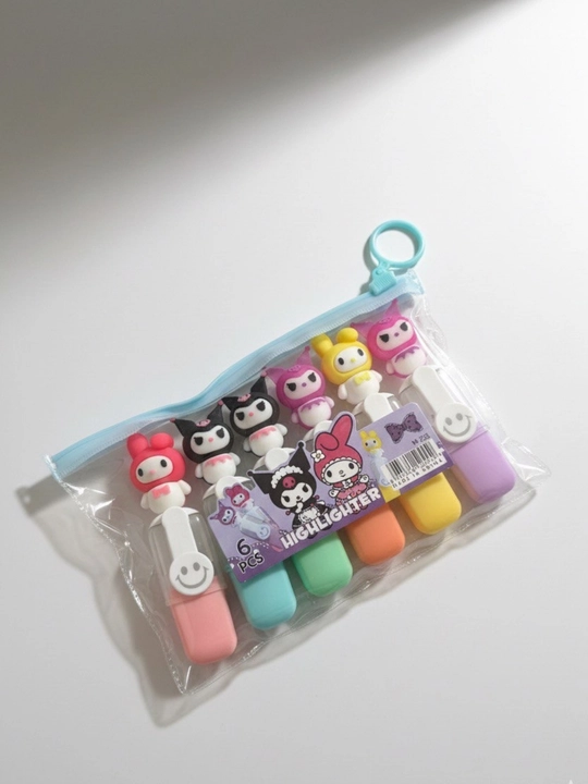 Kuromi, Hello Kitty Mini Markerlar To‘plami – 6 rang, g‘ilof bilan
