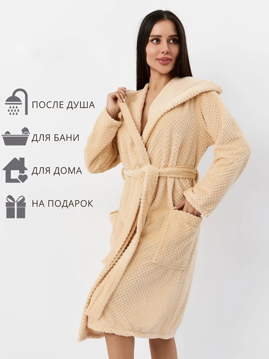 Erkaklar va ayollar uchun hammom xalati, kapyushonli, uy va hammom uchun, momiq xalat