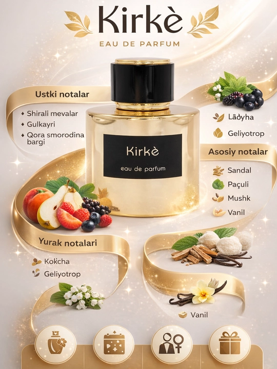 Духи Kirke Eau de Parfum - unisex, духи сладкие с фруктами и цветами, сильный шлейф