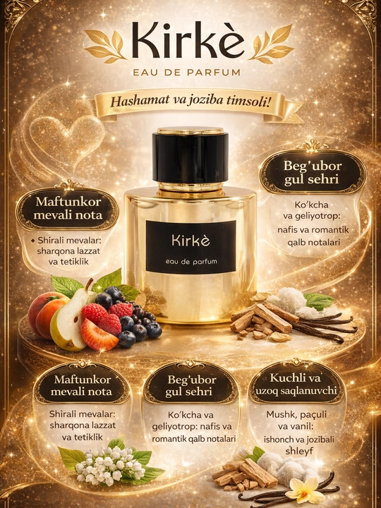 Духи Kirke Eau de Parfum - unisex, духи сладкие с фруктами и цветами, сильный шлейф