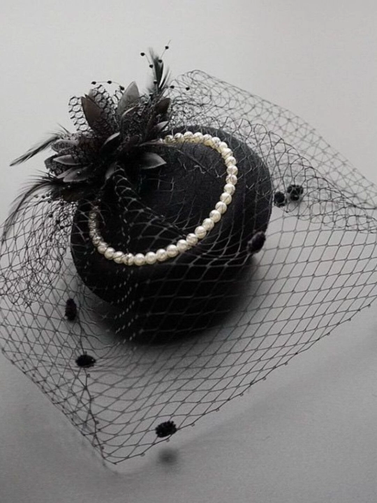 Shlyapa ayollar va qizlar uchun, ayollar elegant shlyapasi to'rli va parli