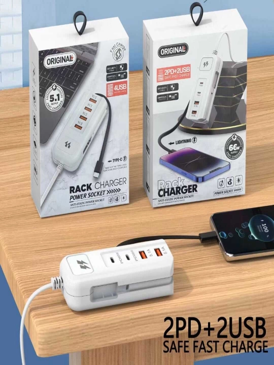 2 портами PD + 2 портами USB/многопортовой быстрой зарядкой мощностью 60 Вт - 