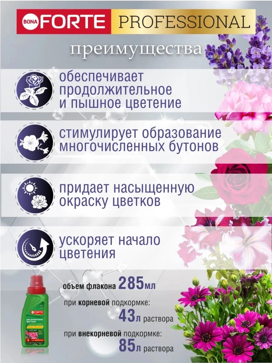 Удобрение Bona Forte для декоративно-цветущих растений (жидкое, концентрат)