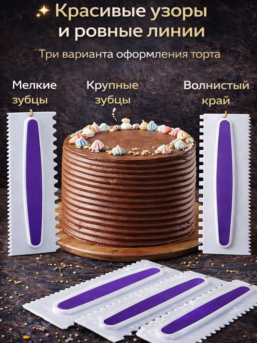 Кондитерский шпатель для торта — набор 3 шт