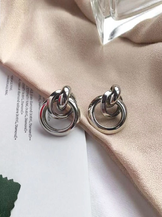 Серьги «Геометрия» овалы на кольце - 