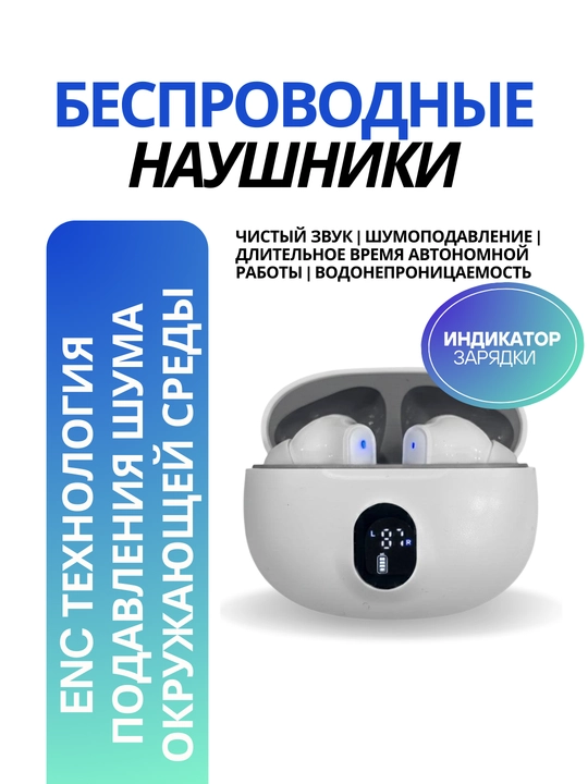 Беспроводные Bluetooth-наушники ENC с дисплеем зарядки - 