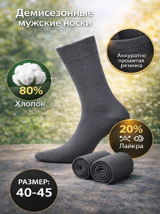 Erkaklar paypog'i, to'plam, paxtali, klassik , bahor-kuz, o'lcham 40-45 - 