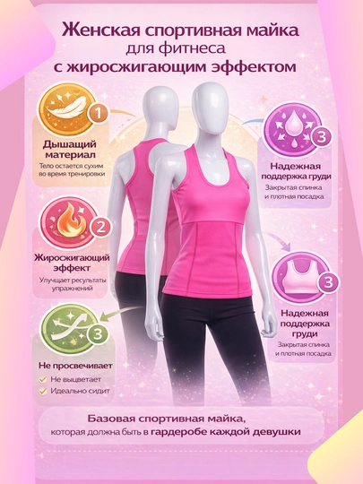 Женская майка спортивная для фитнеса с жиросжигающим эффектом