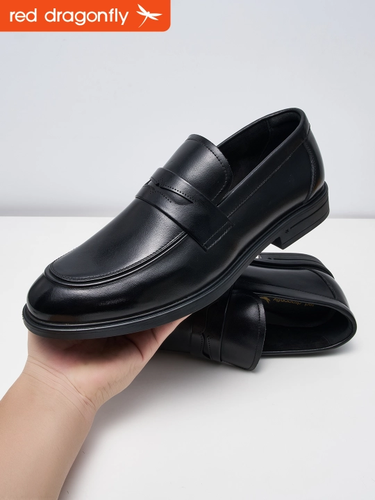 Erkaklar poyabzali, klassik, tabiiy charmdan tuflilar, o'lchami 39-44, red dragonfly