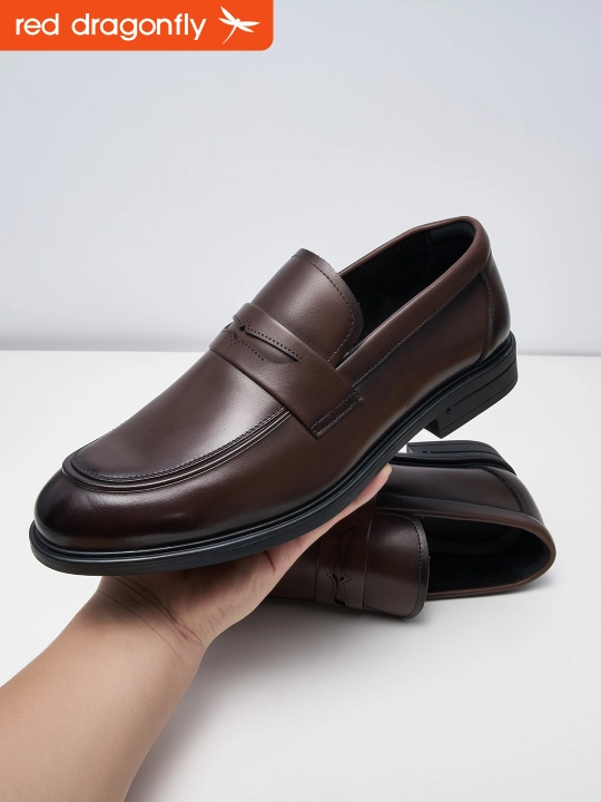 Erkaklar poyabzali, klassik, tabiiy charmdan tuflilar, o'lchami 39-44, red dragonfly